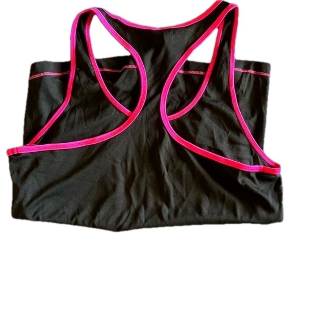 Black with Pink Trim Racerback Tank Top Size L - Picture 2 of 2
